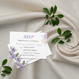 Placa RSVP de Casamento Floral Púrpura Doce + Refe
