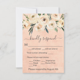 Placa RSVP de Casamento Floral Rosa