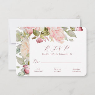 Placa RSVP de Casamento Floral Rosa