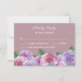Placa RSVP de Casamento Floral Rosa-Rosa Dusty Ros