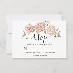 Placa RSVP de Casamento Floral Rosa Rosa Rosa Rosa