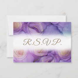 Placa RSVP de Casamento Floral Roxo