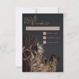 Placa RSVP de Casamento Floral Russo de Black Slat