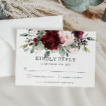 Placa RSVP de Casamento Floral Rustic Burgundy Blu<br><div class="desc">Projetado para coordenar com a nossa coleção de casamento Rustic Blush, esta placa RSVP de casamento chic apresenta uma bela cor-d-água bornada e cor-de-rosa pincelada. Personalize-o com seus detalhes de forma fácil e rápida, basta pressionar o botão personalizar para reorganizar e formatar o estilo e a colocação do texto. c)...</div>