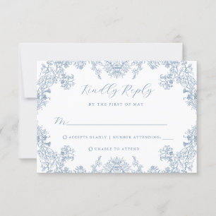 Placa RSVP de Casamento Floral Vintage