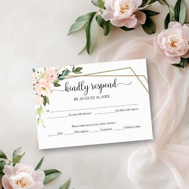Placa RSVP de Casamento Geométrico com Blush Cor-d (Criador carregado)