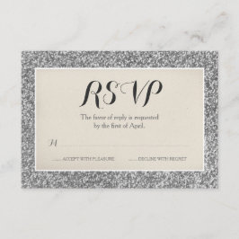 Placa RSVP de Casamento Glitter Silver Elegante
