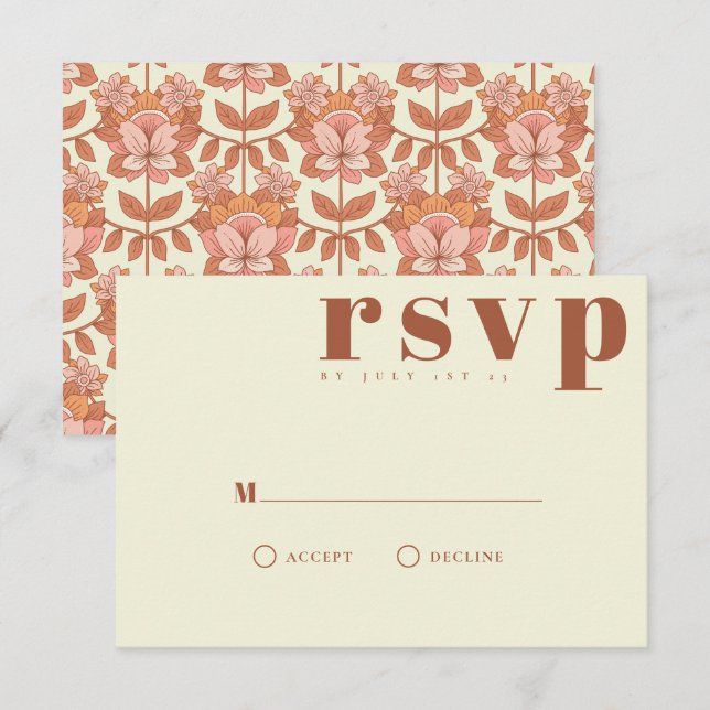 Placa RSVP de Casamento inspirada na Retro 70s (Frente/Verso)
