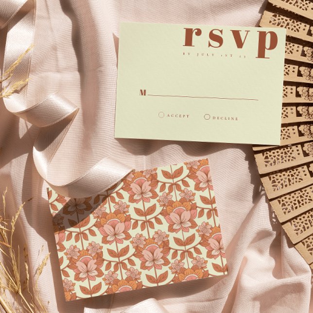 Placa RSVP de Casamento inspirada na Retro 70s (Criador carregado)