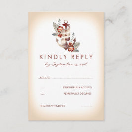 Placa RSVP de Casamento Marítimo Náutico