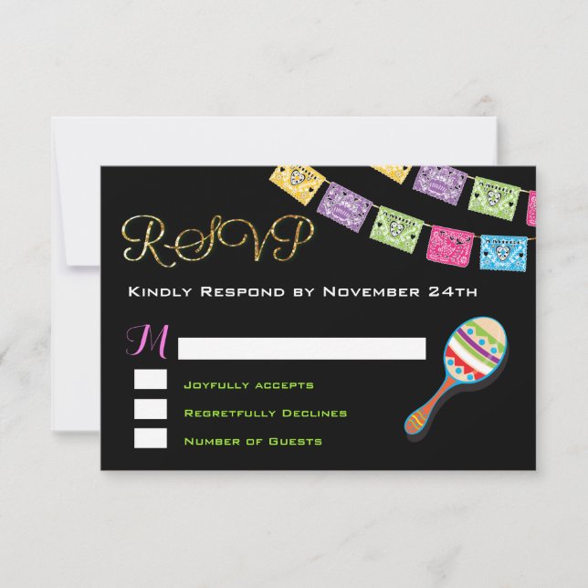 Placa RSVP de Casamento Mexicano (Frente)
