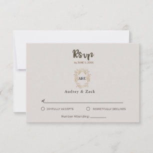 PLACA RSVP DE CASAMENTO Minimalista Beige