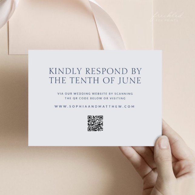 Placa RSVP de Casamento Minimalista com código QR (Minimalist Wedding RSVP Card with QR code)