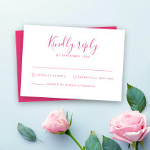 Placa RSVP de Casamento Mínimo Rosa