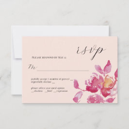 Placa RSVP de Casamento Moderno com Rosa Watercolo