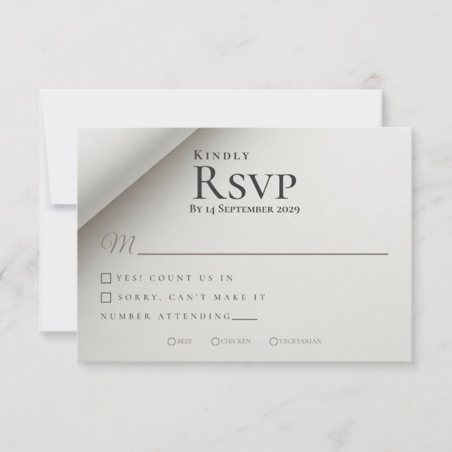 Placa RSVP de Casamento Moderno Sombra Dobrada (Frente)