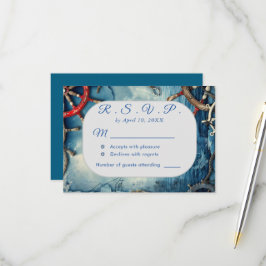 Placa RSVP de Casamento Náutico Russo Chic