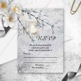 Placa RSVP de Casamento no inverno de Neve Esponte