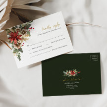 Placa RSVP de Casamento no inverno Floral de Pinho