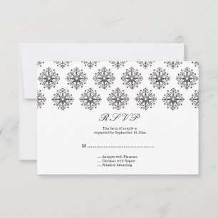 Placa RSVP de casamento no inverno preto + branco