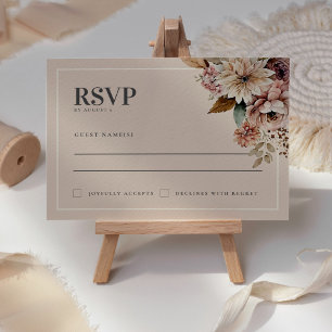 Placa RSVP de Casamento outono Floral Elegante