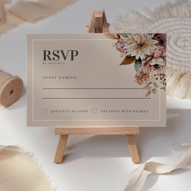 Placa RSVP de Casamento outono Floral Elegante (Criador carregado)