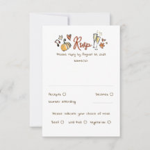 Placa RSVP de Casamento outono Funky de Desenho ma