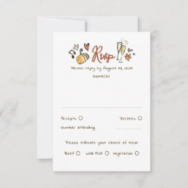 Placa RSVP de Casamento outono Funky de Desenho ma