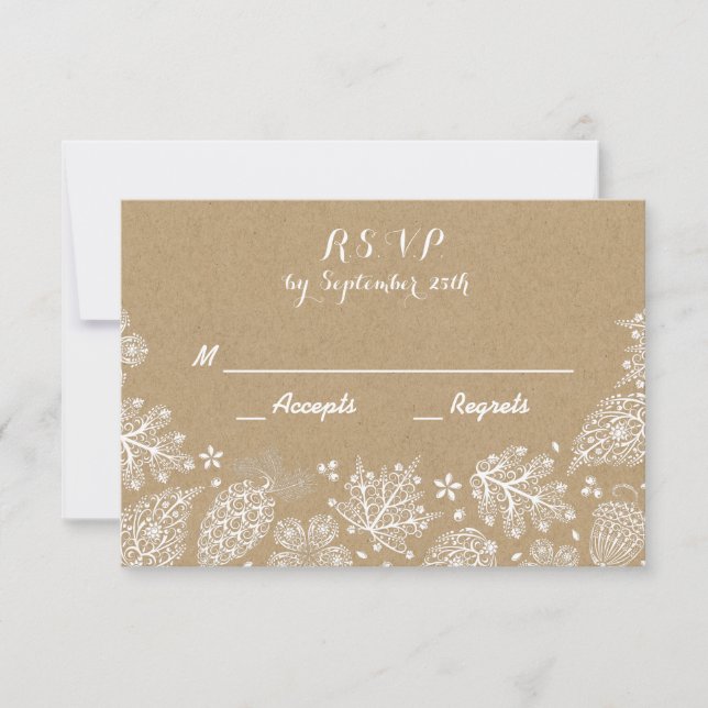 Placa RSVP de Casamento outono Lacy (Frente)