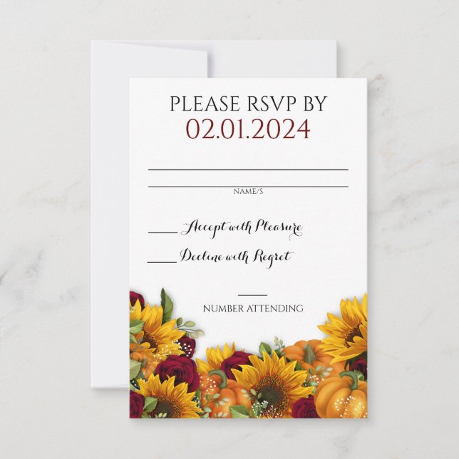 Placa RSVP de Casamento outono Russo (Frente)