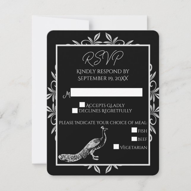 Placa RSVP de Casamento Panco Negro (Frente)