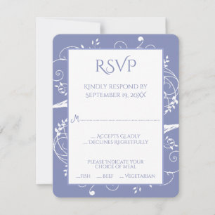 Placa RSVP de Casamento Periwinkle Flourish