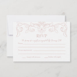Placa RSVP de Casamento Rococo Rosa Blush