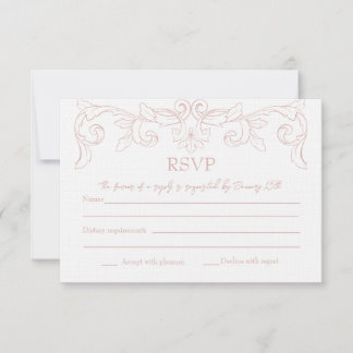 Placa RSVP de Casamento Rococo Rosa Blush