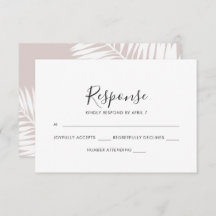 Placa Rsvp De Casamento Rosa Graceful Palms