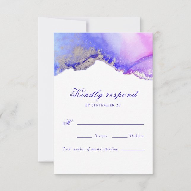 Placa RSVP de Casamento Roxo (Frente)
