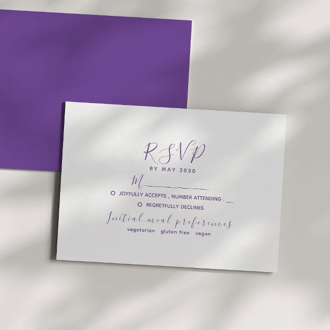 Placa RSVP de Casamento Roxo Mínimo (Criador carregado)
