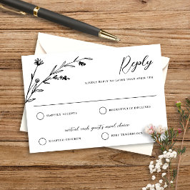 Placa RSVP de Casamento Rustic Black & White Wildf