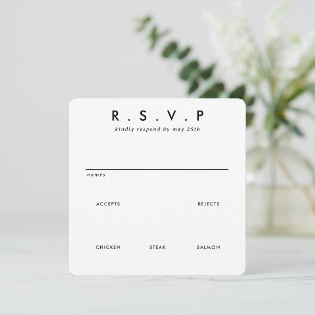 Placa RSVP de Casamento Simples e Simples Moderna  (Em pé/Frente)