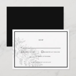 Placa RSVP de Casamento Simples Floral Branco Pret