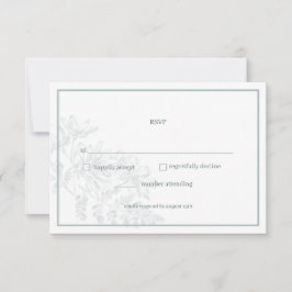 Placa RSVP de Casamento Simples Floral Floral Verd