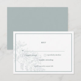 Placa RSVP de Casamento Simples Floral Floral Verd