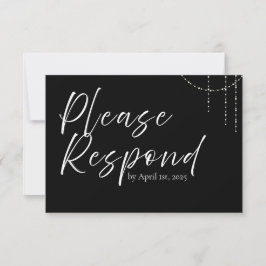 Placa RSVP de Casamento Simples Preto e Branco Mod