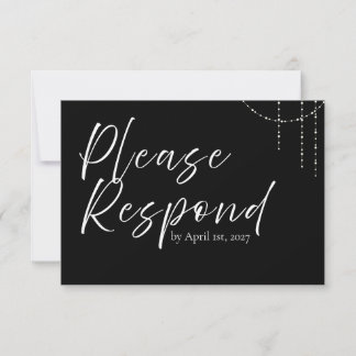 Placa RSVP de Casamento Simples Preto e Branco Mod