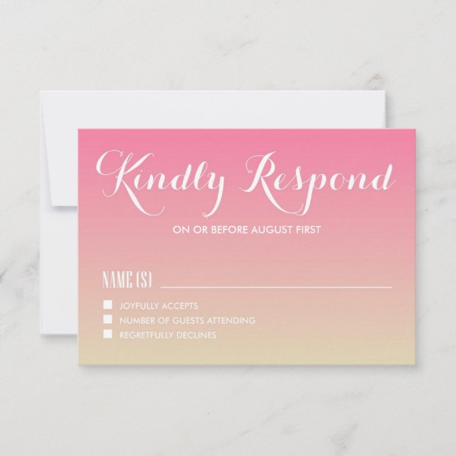 Placa RSVP de Casamento Sunset Gradient Cor-de-ros (Frente)