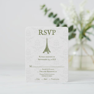 Placa RSVP de Casamento tema damasco Eiffel Torre