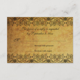 Placa RSVP de casamento tema damasco preto esmaeci