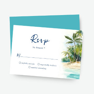 Placa RSVP de Casamento Tropical de Praia da Ilha
