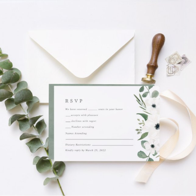 Placa RSVP de Casamento Verde de Mola Verde (Criador carregado)