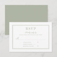 Placa RSVP de Casamento Verde de Sage do Escrito M